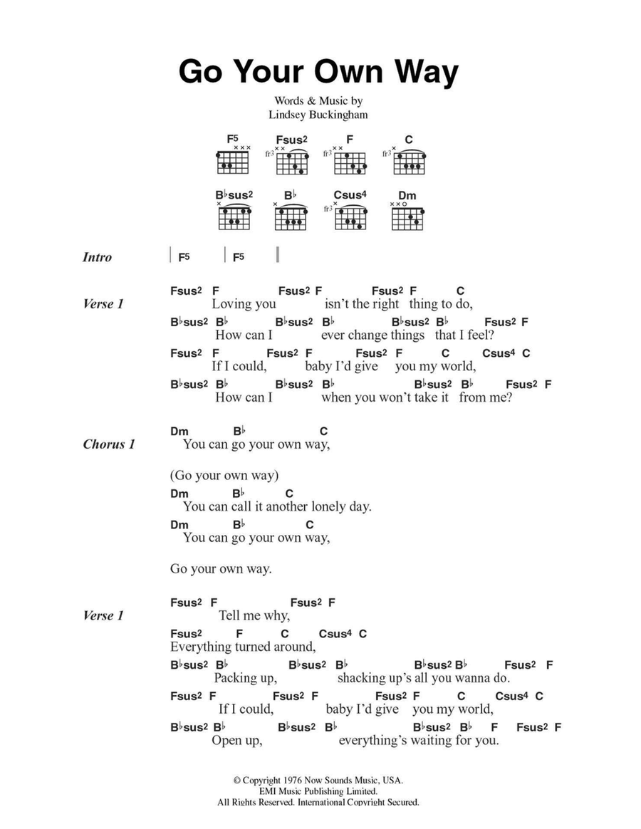 Go Your Own Way Easy Guitar scores gallery preview page 1