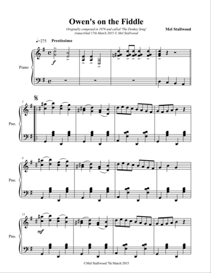 Owens on the Fiddle Piano Solo scores gallery preview page 1