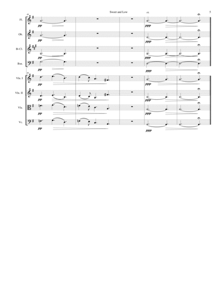 Sweet and Low (Stanford's setting) arranged for wind quartet and string quartet image number null