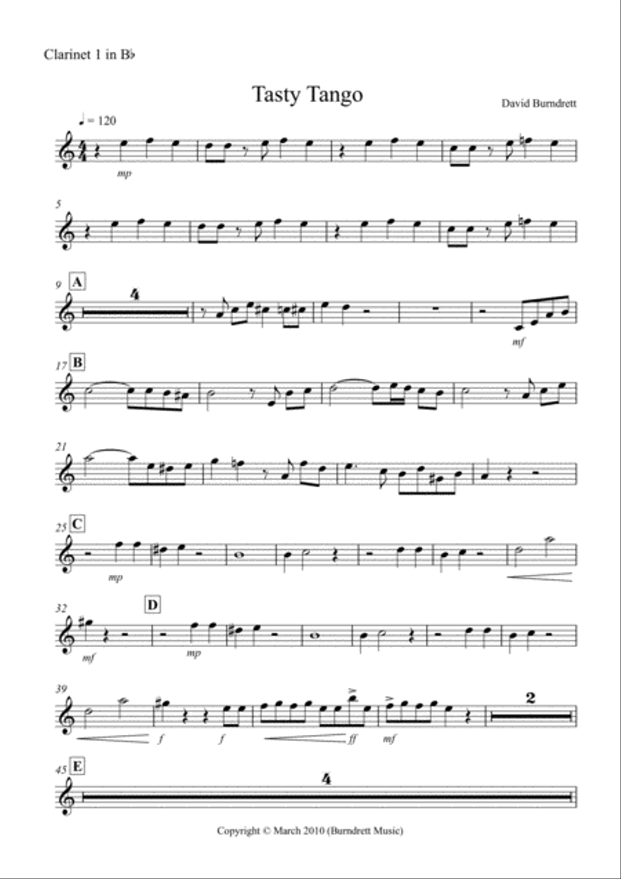 Tasty Tango for Clarinet Quartet Clarinet Quartet scores gallery preview page 5