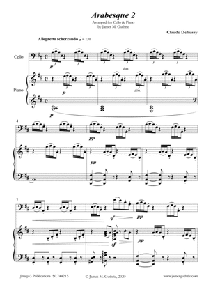 Book cover for Debussy: Arabesque 2 for Cello & Piano