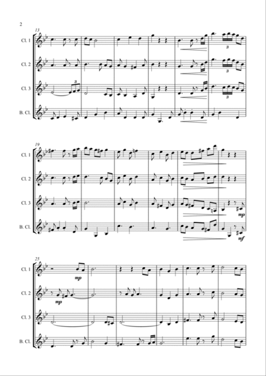 Hungarian Dance - in a Jazz Style - For Clarinet Quartet Clarinet Quartet scores gallery preview page 2