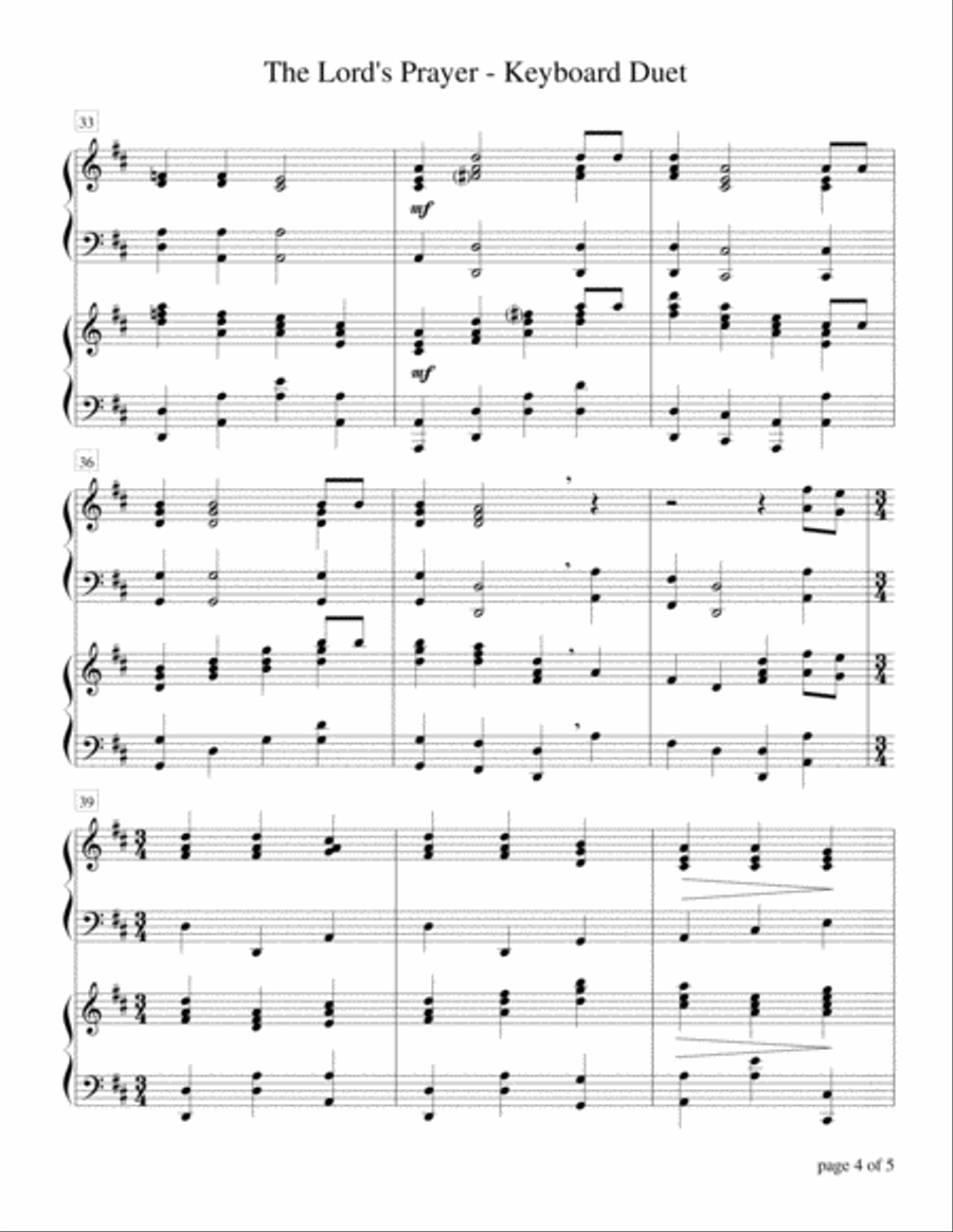 The Lord's Prayer (2 Pianos, 4 Hands Duet) 2 Pianos, 4-Hands scores gallery preview page 5