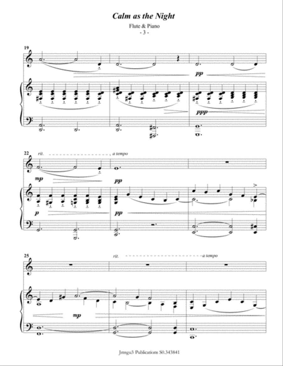 Bohm: Calm as the Night for Flute & Piano Flute Solo scores gallery preview page 3