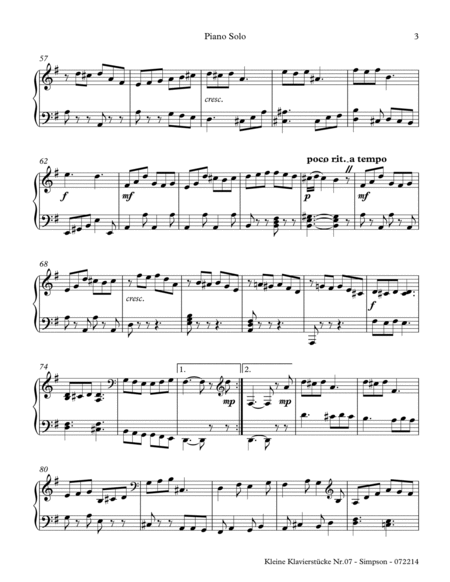 Kleine Klavierstücke Nr. 07 in G major for Piano solo image number null