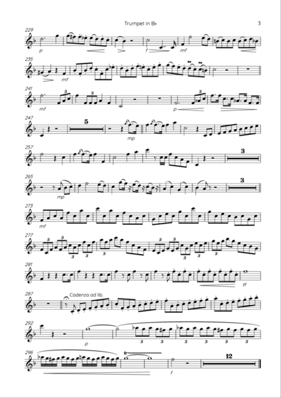 Hummel Trumpet Concerto in Eb (parts for Bb Trumpet) B-Flat Trumpet scores gallery preview page 3