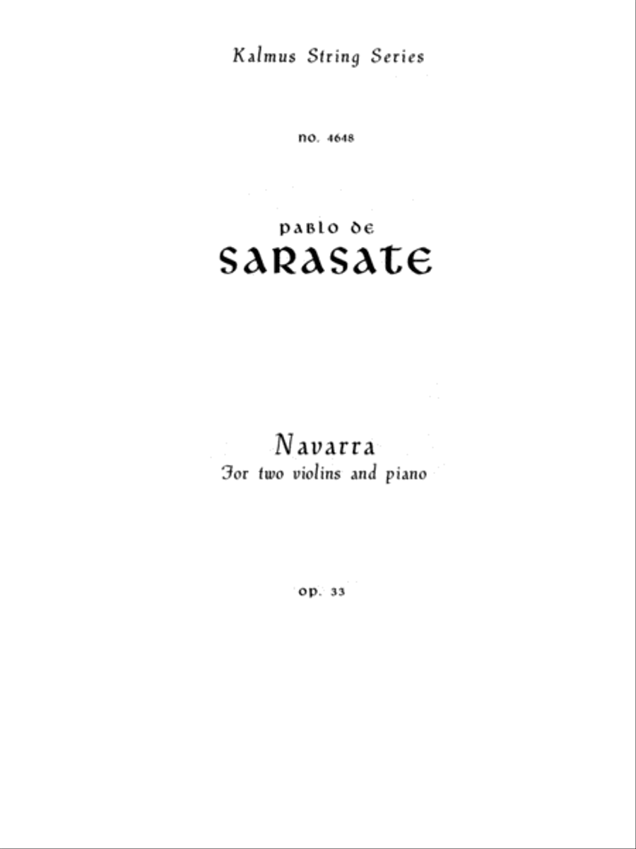 Sarasate: Navarra, Op. 33 Violin scores gallery preview page 1
