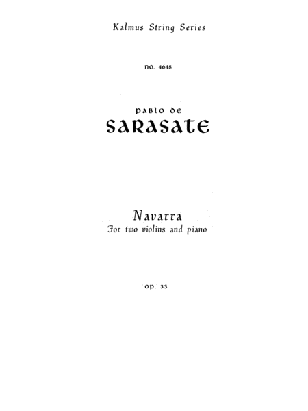 Sarasate: Navarra, Op. 33