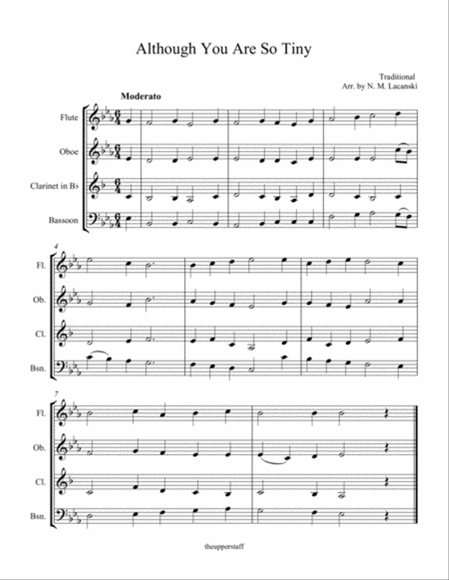 Although You Are So Tiny Although You Are So Tiny Woodwind Quartet scores gallery preview page 1