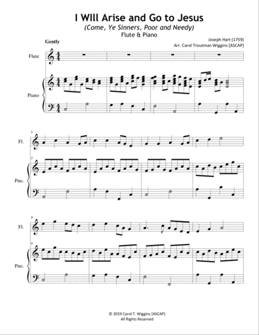 I Will Arise and Go to Jesus (Flute & Piano) Flute Solo scores gallery preview page 1
