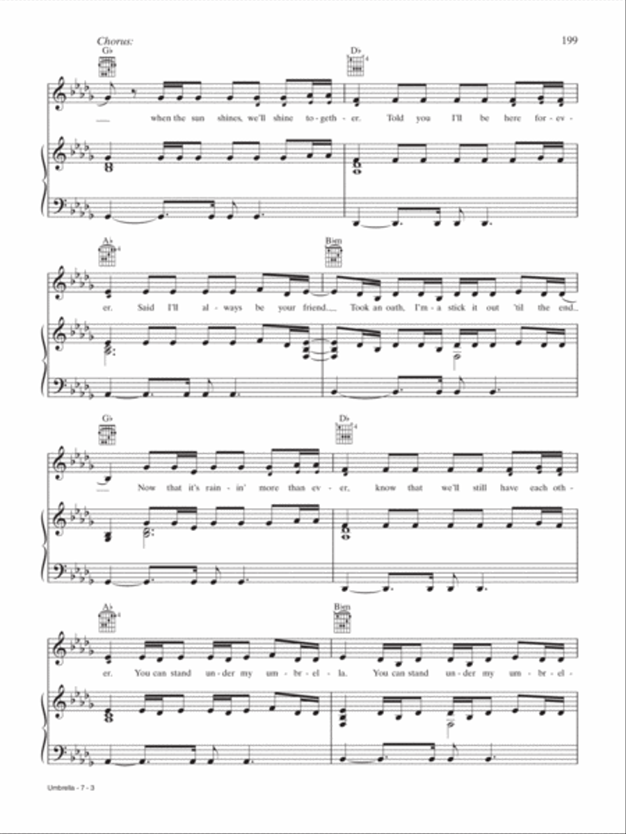 Umbrella Umbrella Piano, Vocal, Guitar scores gallery preview page 3