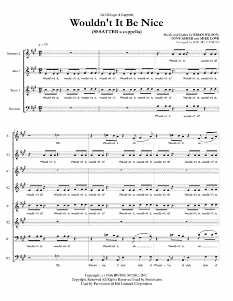 Wouldn't It Be Nice by The Beach Boys Divisi - Digital Sheet Music