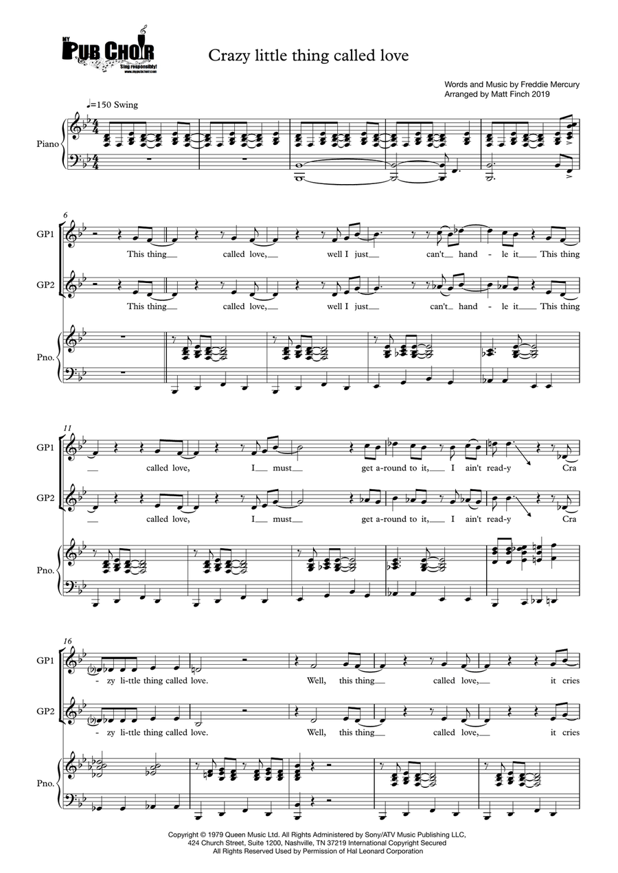 Crazy Little Thing Called Love 2-Part scores gallery preview page 1
