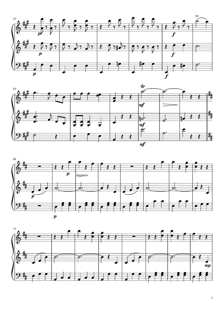 Theme from the Blue Danube Waltz (two violins and cello) String Trio scores gallery preview page 4