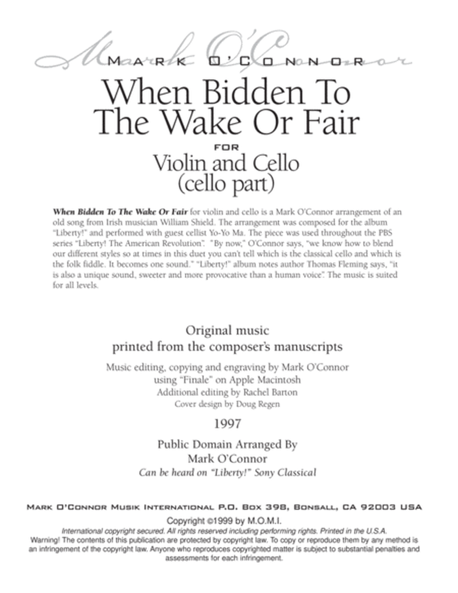 When Bidden To The Wake Or Fair (cello part - violin and cello) image number null