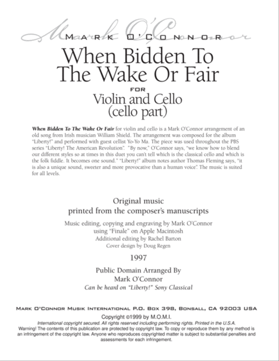 When Bidden To The Wake Or Fair (cello part - violin and cello) image number null