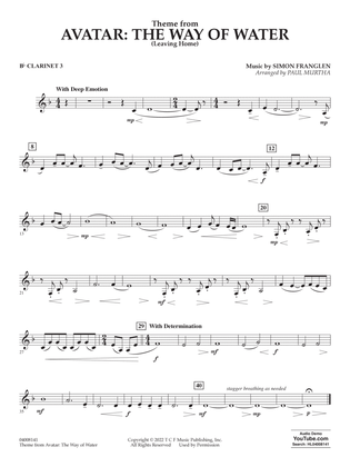 Book cover for Theme from Avatar: The Way of Water (arr. Paul Murtha) - Bb Clarinet 3