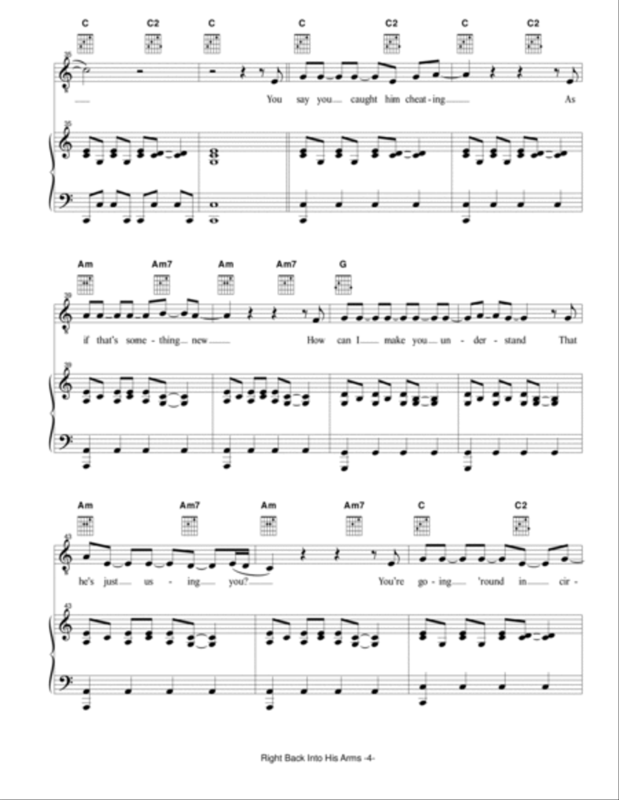 Right Back Into His Arms Piano, Vocal, Guitar scores gallery preview page 5