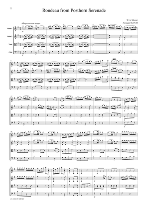 Mozart Rondeau from Posthorn Serenade, for string quartet, CM021