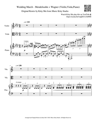 Wedding March - Mendelssohn + Wagner +Kitty Mu (Violin, Viola, Piano)