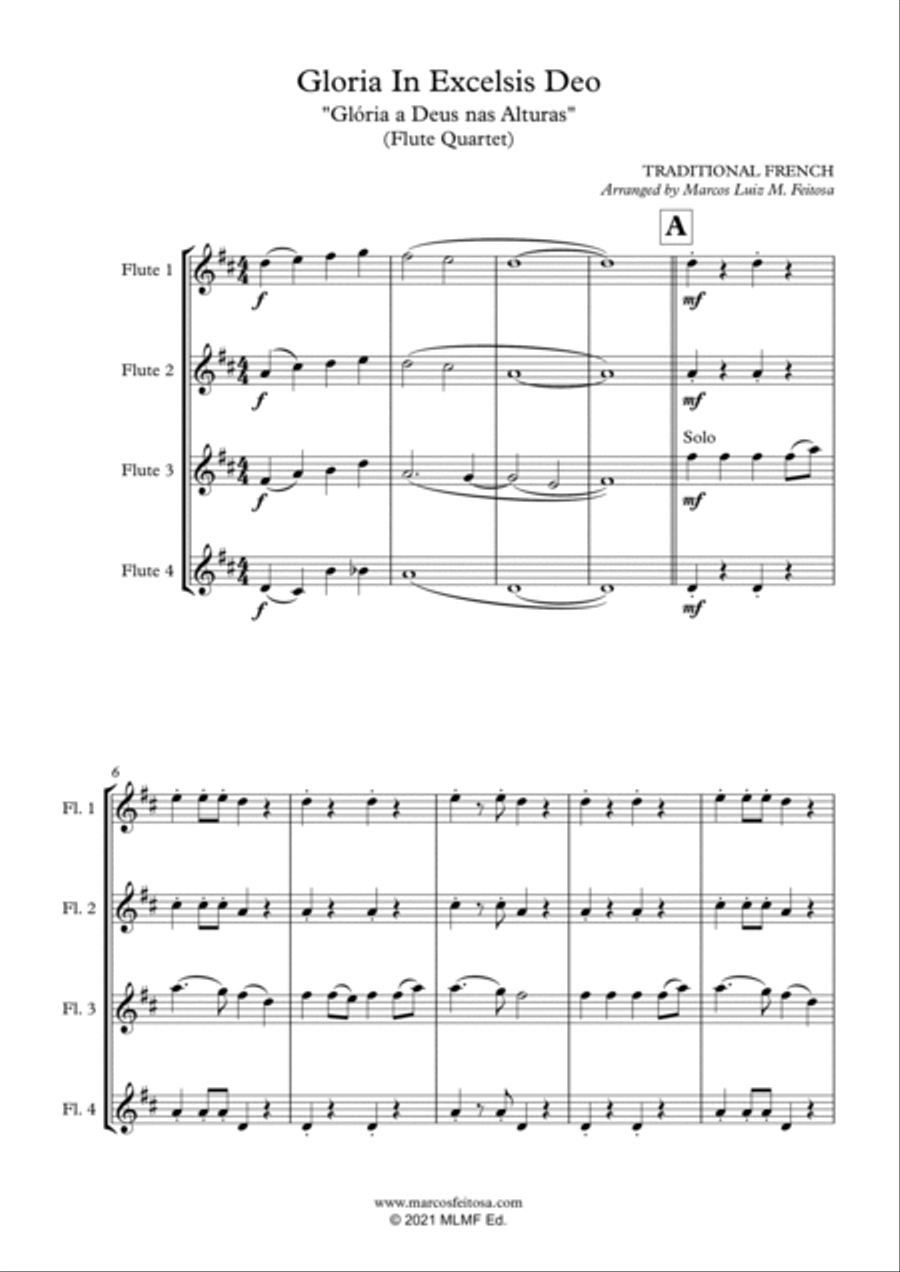 Gloria In Excelsis Deo - Flute Quartet Flute Quartet scores gallery preview page 3