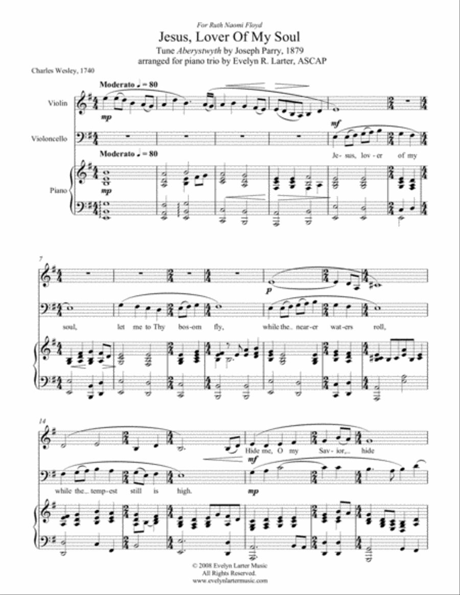 Jesus, Lover Of My Soul Piano Trio scores gallery preview page 1