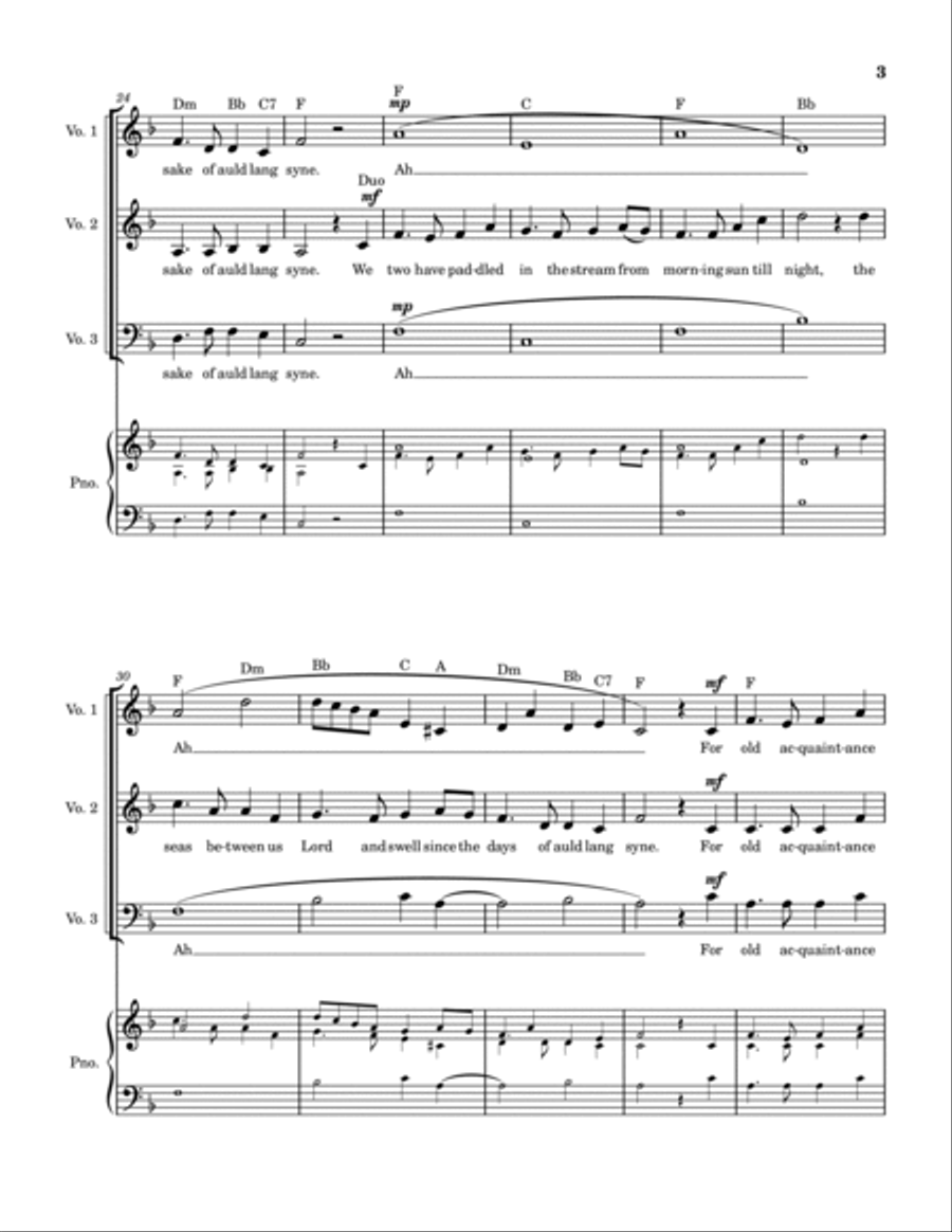 Auld Lang Syne 3-Part scores gallery preview page 3
