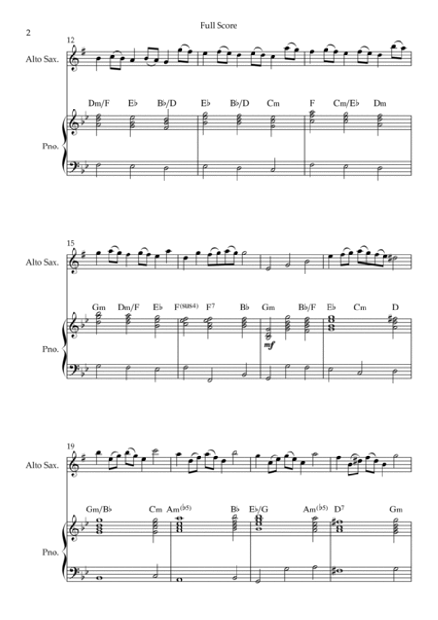 Rondeau (from Abdelazer) for Alto Saxophone Solo and Piano Accompaniment with Chords Alto Saxophone scores gallery preview page 2
