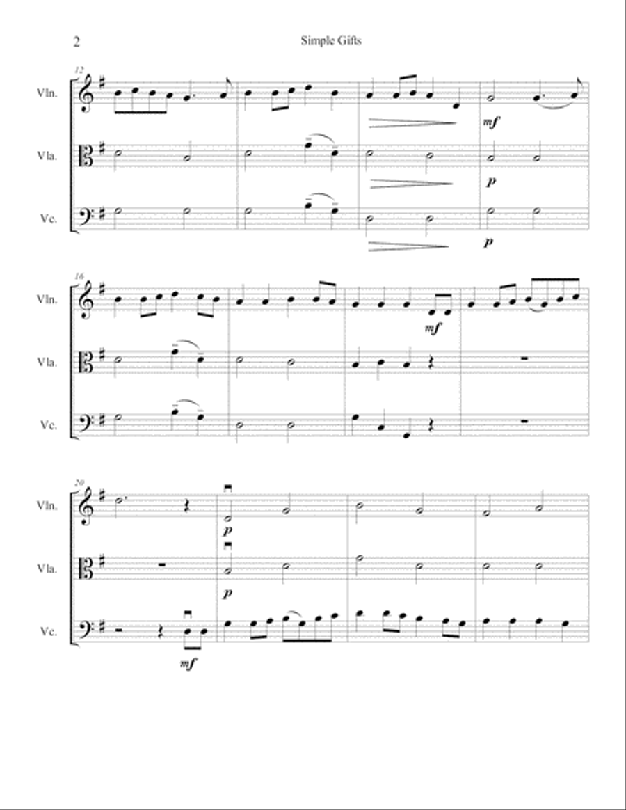 Simple Gifts String Trio scores gallery preview page 3