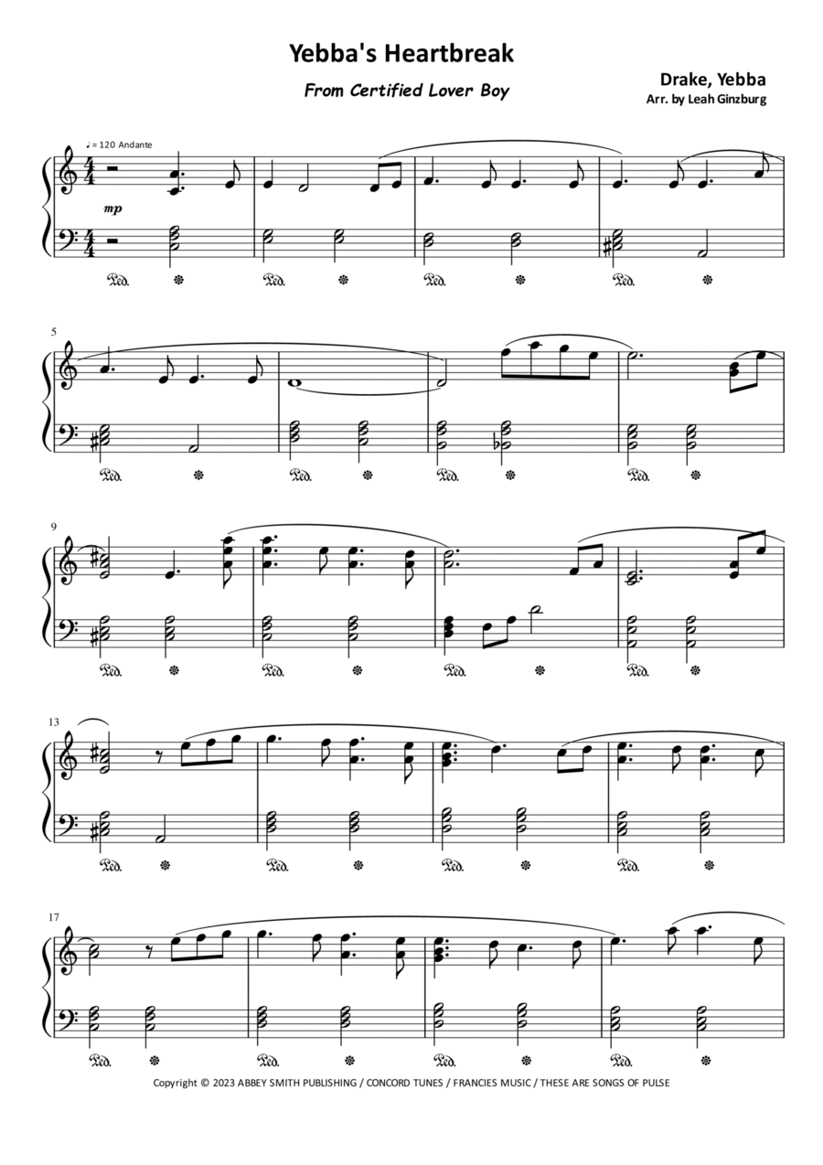 Yebba's Heartbreak Piano Solo scores gallery preview page 1