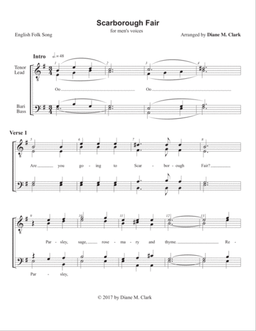 Scarborough Fair (TTBB) (QUARTET PRICING) TTBB scores gallery preview page 1