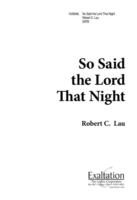 Robert Lau: So Said The Lord That Night