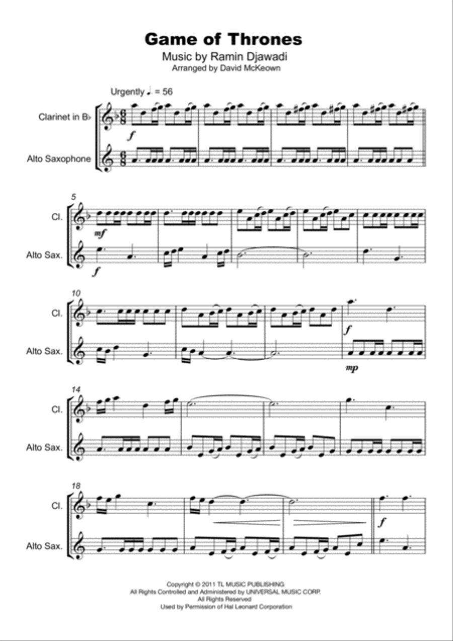 Game Of Thrones Woodwind Duet scores gallery preview page 2