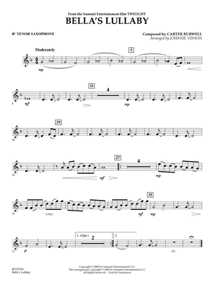 Bella's Lullaby (from Twilight) - Bb Tenor Saxophone