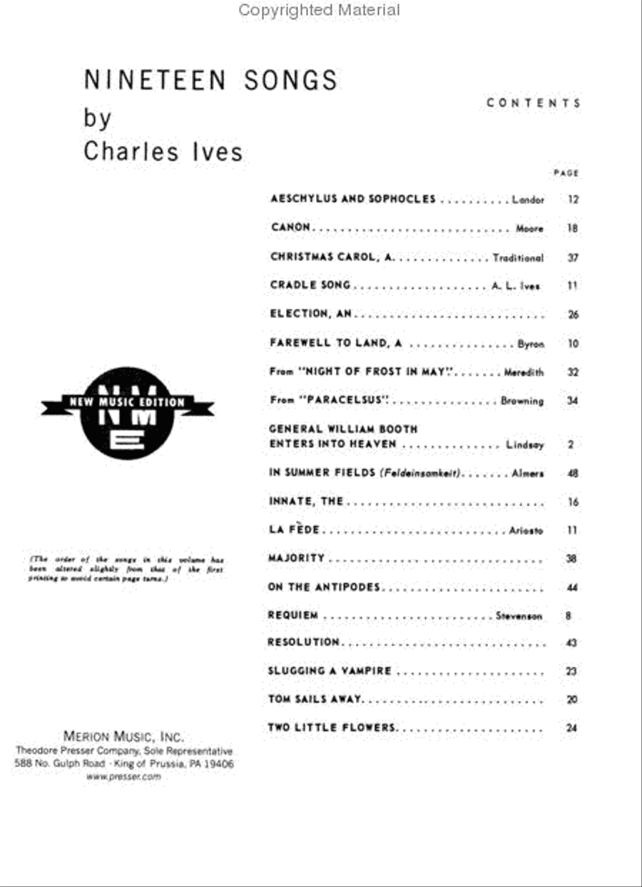 Nineteen Songs Chamber Music scores gallery preview page 2