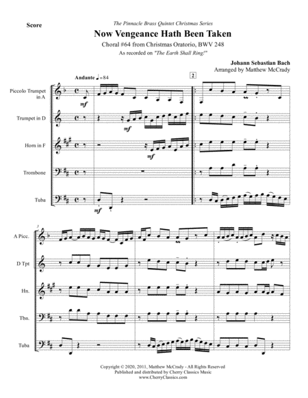 Choral No. 64 from Christmas Oratorio BWV 248 for Brass Quintet image number null