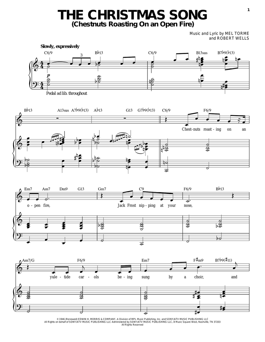 The Christmas Song (Chestnuts Roasting On An Open Fire) Piano, Vocal scores gallery preview page 1