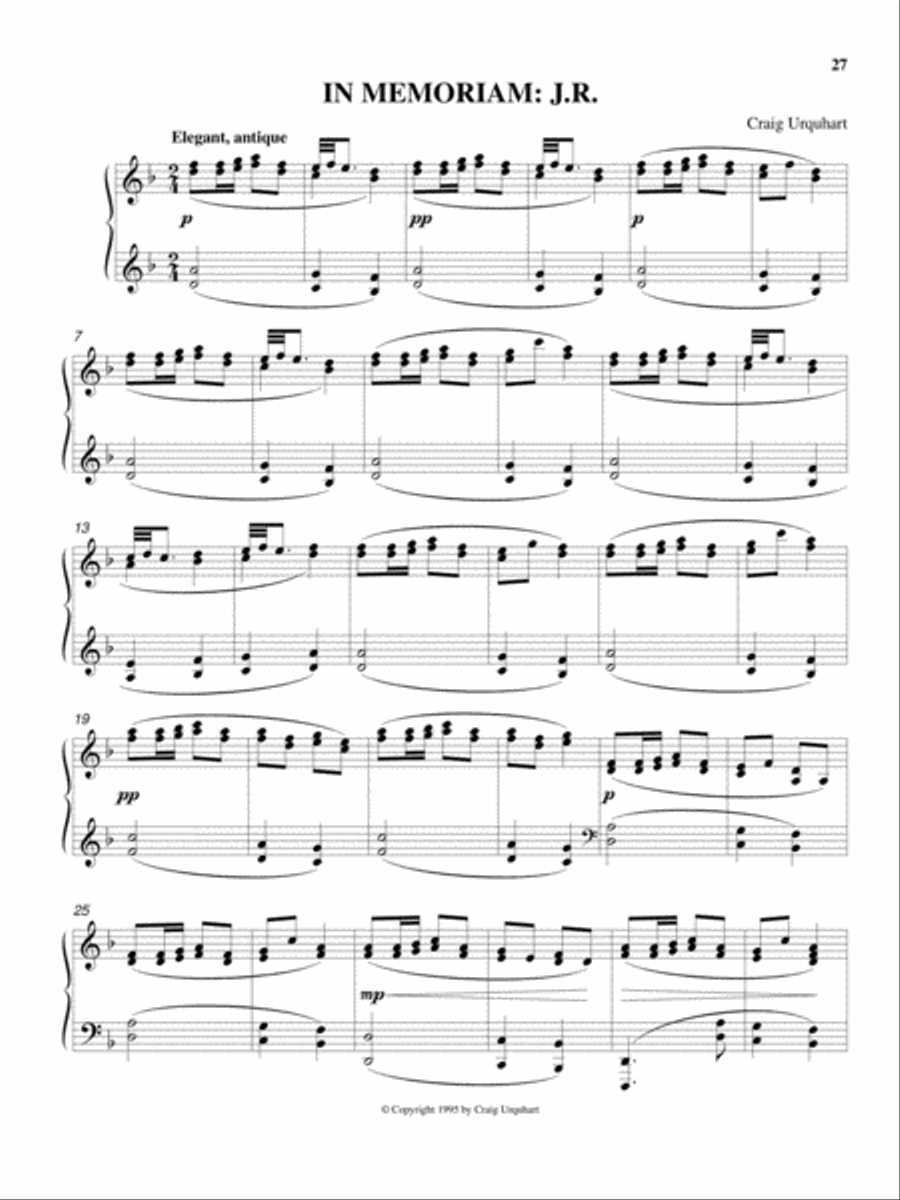 Craig Urquhart - IN MEMORIAM J.R. Piano Solo scores gallery preview page 1