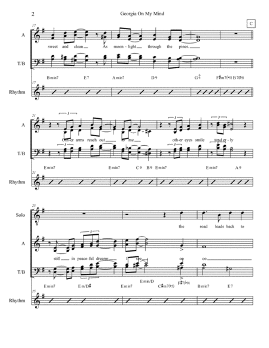 Georgia On My Mind Georgia On My Mind 4-Part scores gallery preview page 2