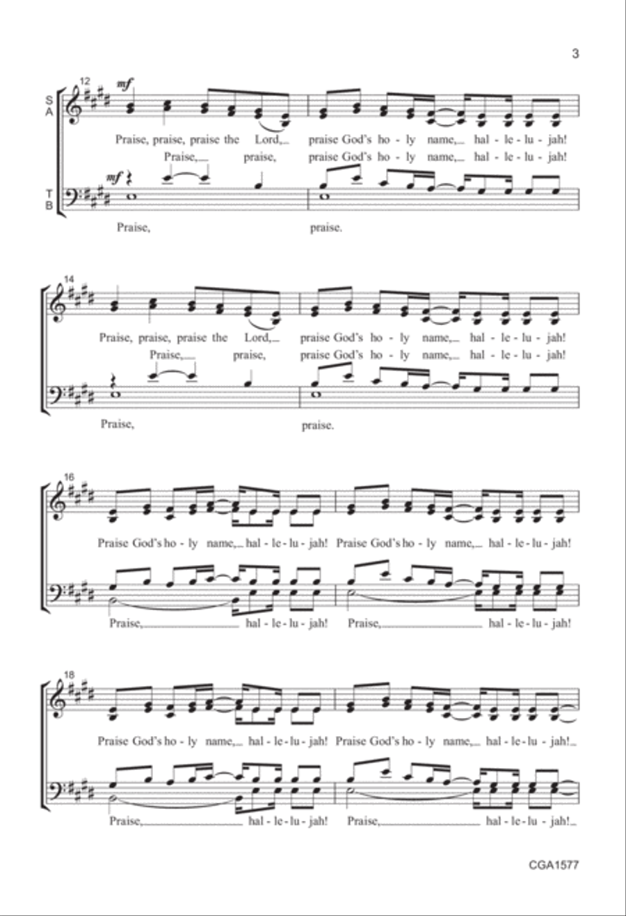 Processional Hallelujah (Heleluyan and Praise, Praise, Praise the Lor 4-Part scores gallery preview page 3
