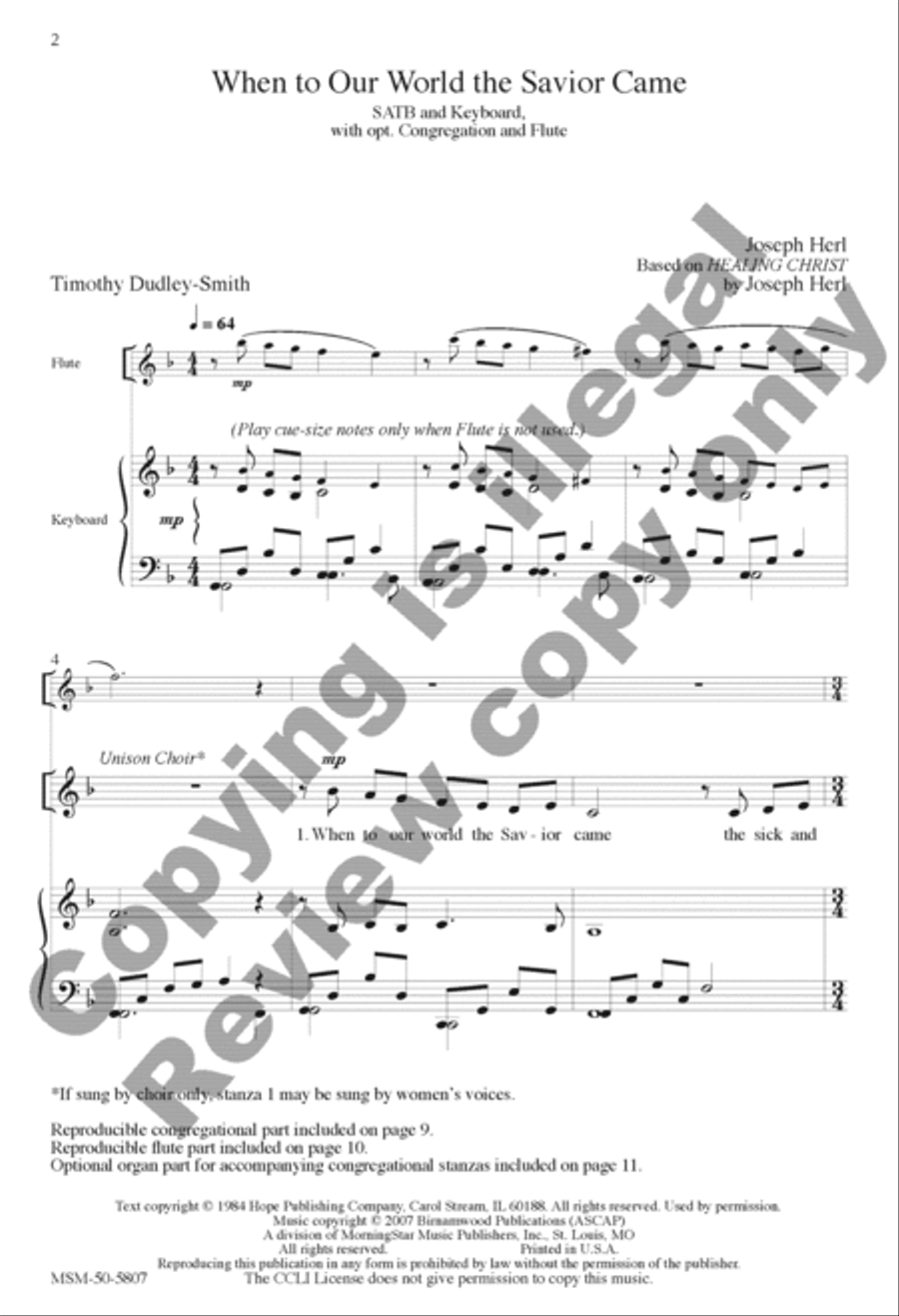 When to Our World the Savior Came 4-Part scores gallery preview page 12