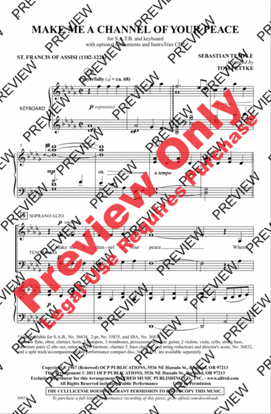 Make Me a Channel of Your Peace 4-Part scores gallery preview page 2