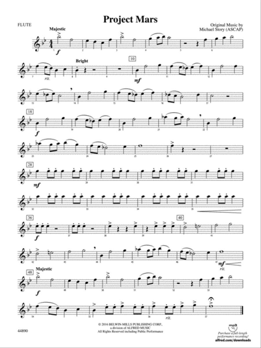 Project Mars: Flute Concert Band scores gallery preview page 1