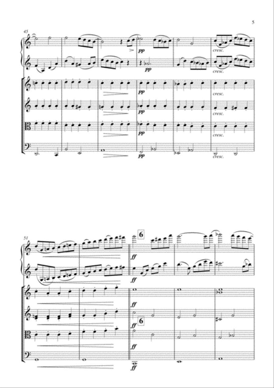 Azarashvili Nocturne for 2 Violin duet with string orchestra String Quartet scores gallery preview page 5