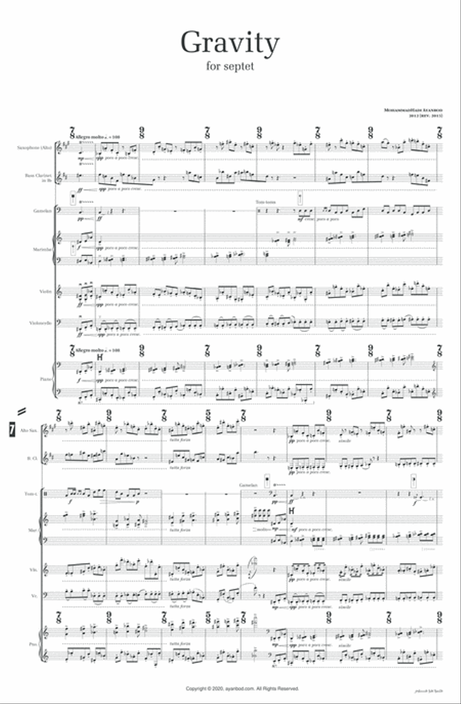 Gravity for Septet Percussion Ensemble scores gallery preview page 4