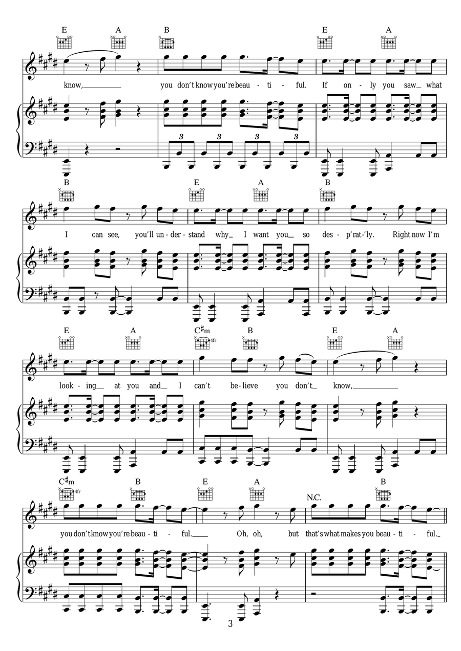 What Makes You Beautiful Piano, Vocal, Guitar scores gallery preview page 3
