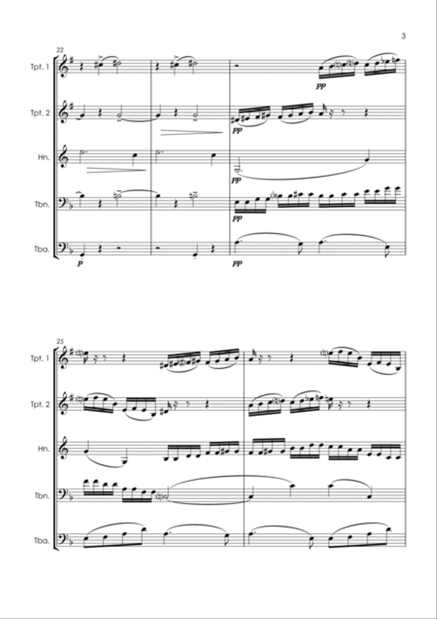 String Quartet in F - mvt.1 (Ravel) for brass - brass quintet Brass Quintet scores gallery preview page 5