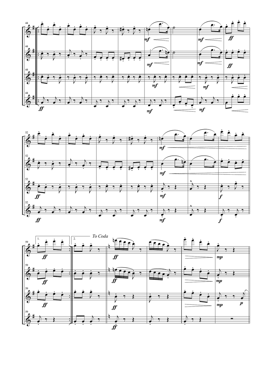 Thunder and Lightning for Flute Quartet Flute Quartet scores gallery preview page 5