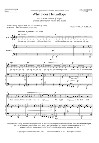 Why Does He Gallop? for unison voices (with optional second part) and piano image number null