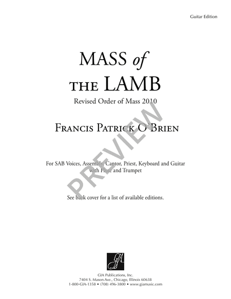Mass of the Lamb - Guitar edition
